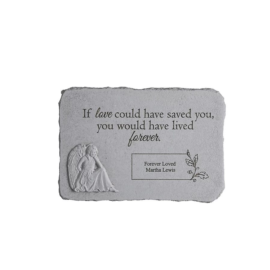 "PetSmart Personalized Kay Berry Pet Memorial Stone - If Love Could Have Saved You With Angel Engraving"