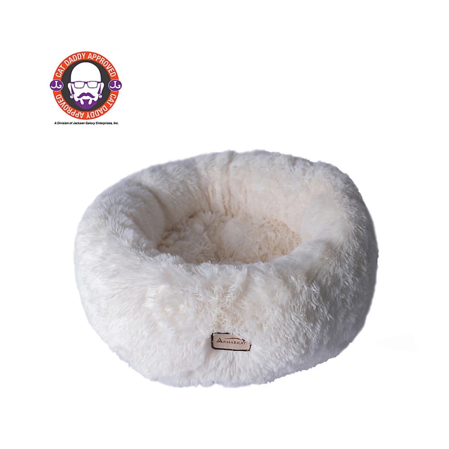PetSmart Armarkat Ultra-Plush White Pet Bed - Extra Soft & Thick Cuddler for Dogs & Cats