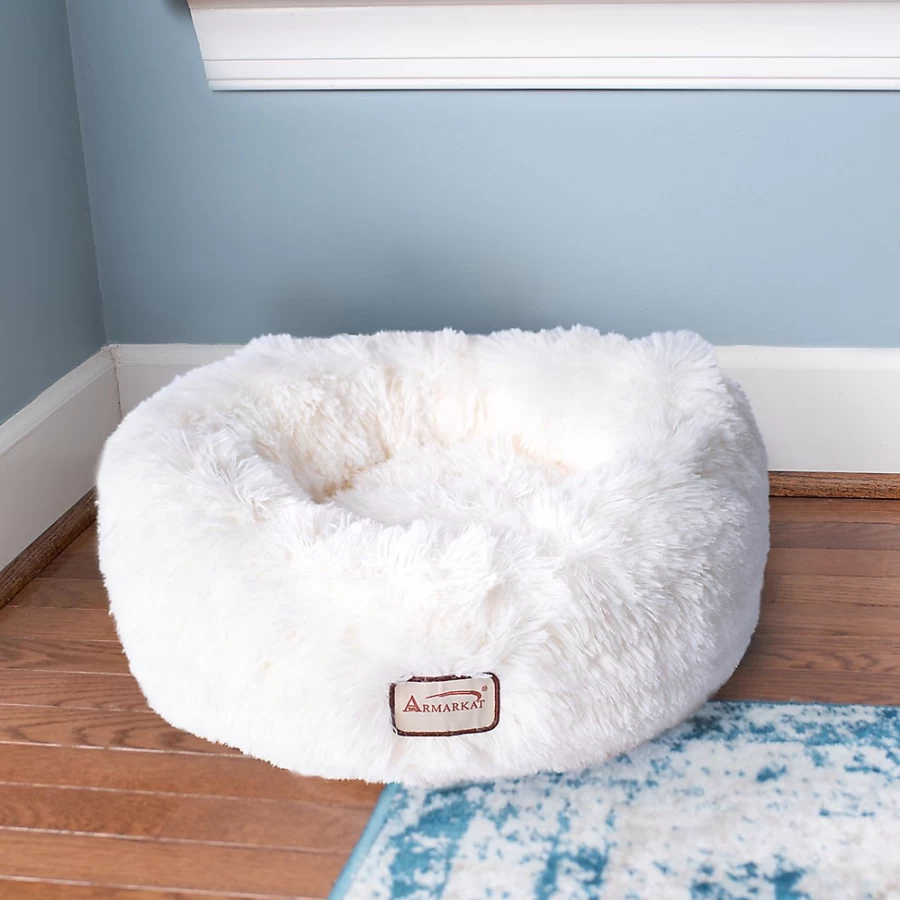 PetSmart Armarkat Ultra-Plush White Pet Bed - Extra Soft & Thick Cuddler for Dogs & Cats