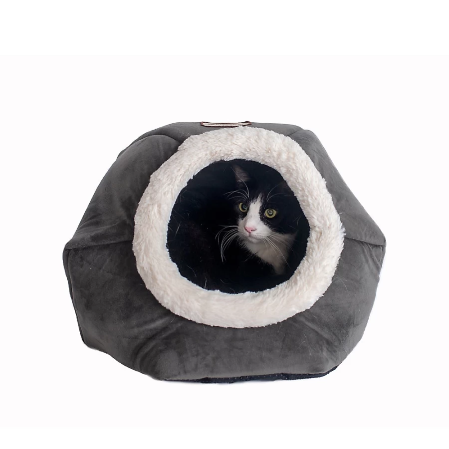 PetSmart Armarkat Grey Cave Cat Bed - Cozy Covered Cat House for Indoor Cats