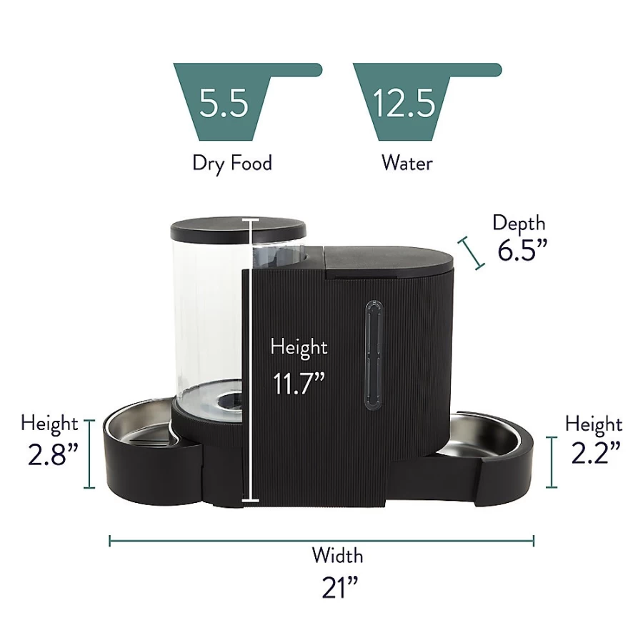 PetSmart Whisker City 2-in-1 Gravity Pet Feeder & Waterer for Cats and Dogs - Automatic Food and Water Dispenser