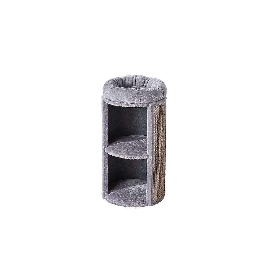 PetSmart Juniper 25-inch Plush Cat Condo with Pillowtop Bed in Grey - Two By Two Collection