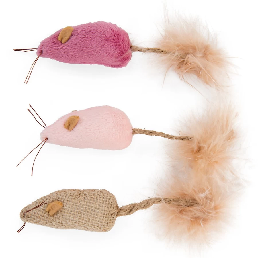 PetSmart Plush Cat Toys with Feather Tail - 3 Pack Blind Mice for Playful Cats