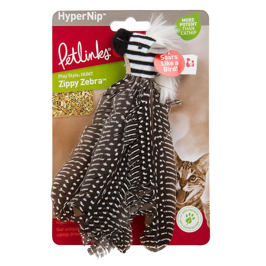 PetSmart Zippy Zebra Feather Cat Toy - Interactive HyperNip Pet Toy for Playful Cats