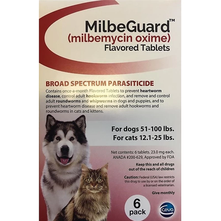 PetSmart MilbeGuard Flavored Chewable Tablets for Dogs & Cats – 6-Month Supply, Dogs 51-100 lbs, Cats 12-25 lbs, Red