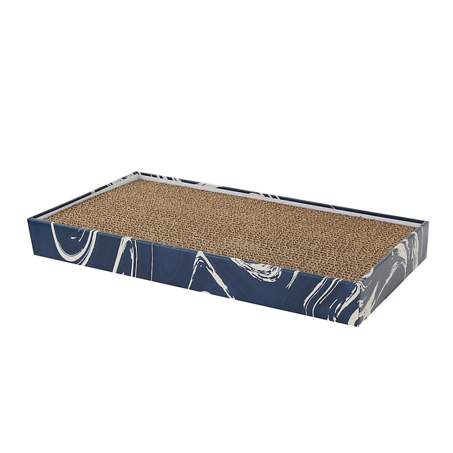 PetSmart Whisker City Double-Wide Cat Scratcher with Catnip - Navy Marble Design for Cats