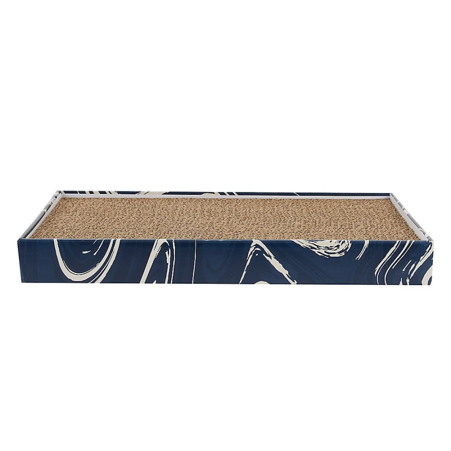 PetSmart Whisker City Double-Wide Cat Scratcher with Catnip - Navy Marble Design for Cats