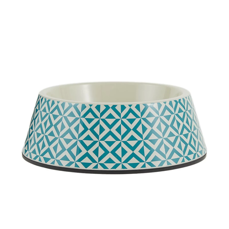 PetSmart Whisker City Teal Geometric Cat Bowl, 1.5-Cup Melamine Dish for Cats