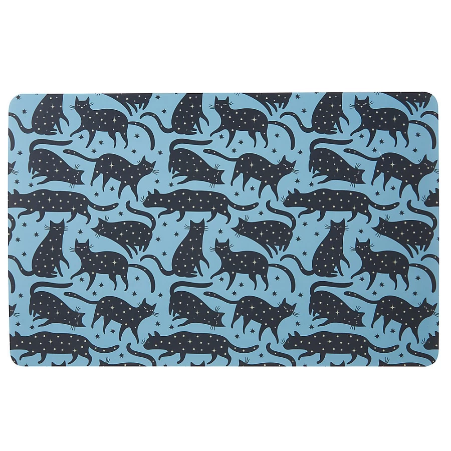 PetSmart Whisker City Midnight Cat Feeding Mat - Non-Slip Durable Pet Placemat for Cats