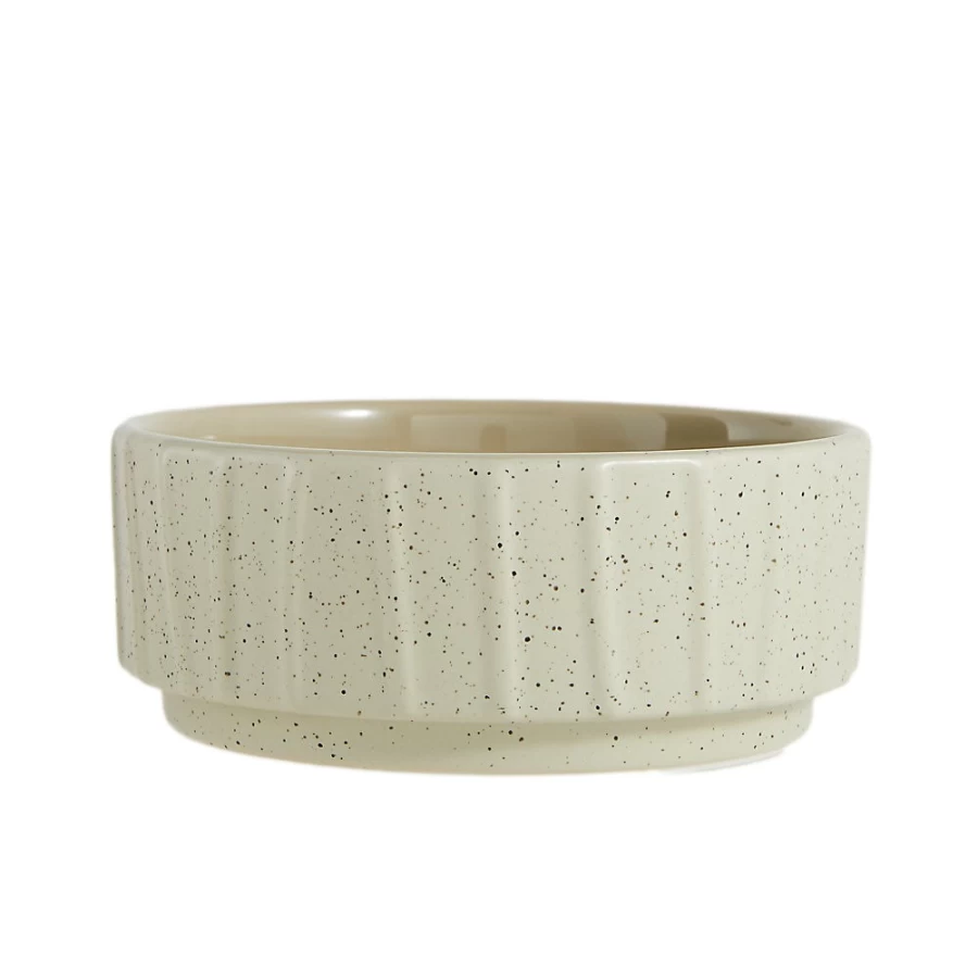 PetSmart Whisker City 3D Vertical Lines Ceramic Cat Bowl, Ivory, 1.5-Cup Capacity, Elevated Design for Cats
