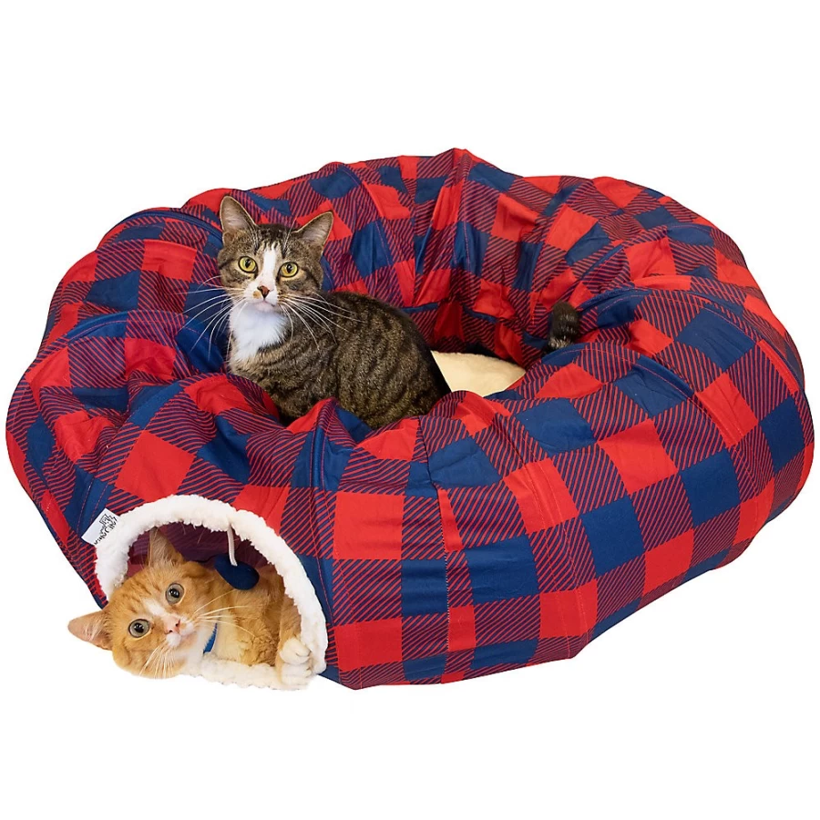 PetSmart Plaid Kitty City Cat Bed - Cozy Tunnel Design for Cats