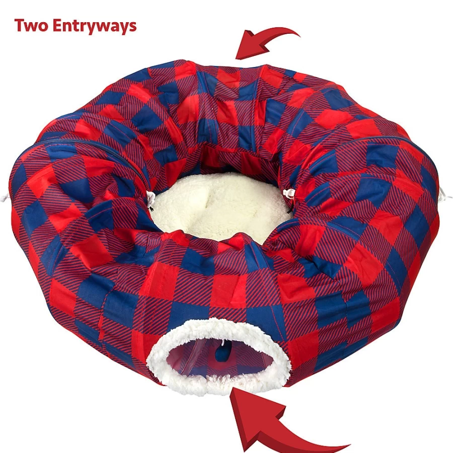 PetSmart Plaid Kitty City Cat Bed - Cozy Tunnel Design for Cats
