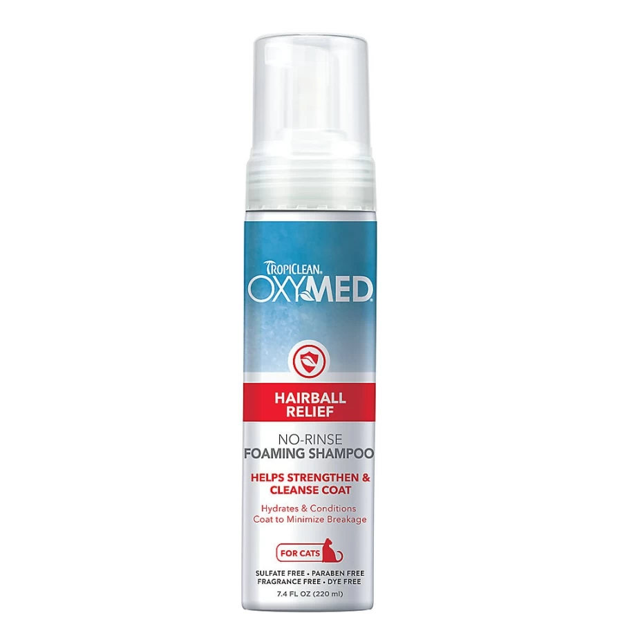 PetSmart TropiClean OxyMed No-Rinse Foaming Shampoo for Cats - Hairball Relief & Gentle Cleansing
