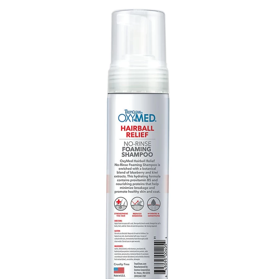 PetSmart TropiClean OxyMed No-Rinse Foaming Shampoo for Cats - Hairball Relief & Gentle Cleansing