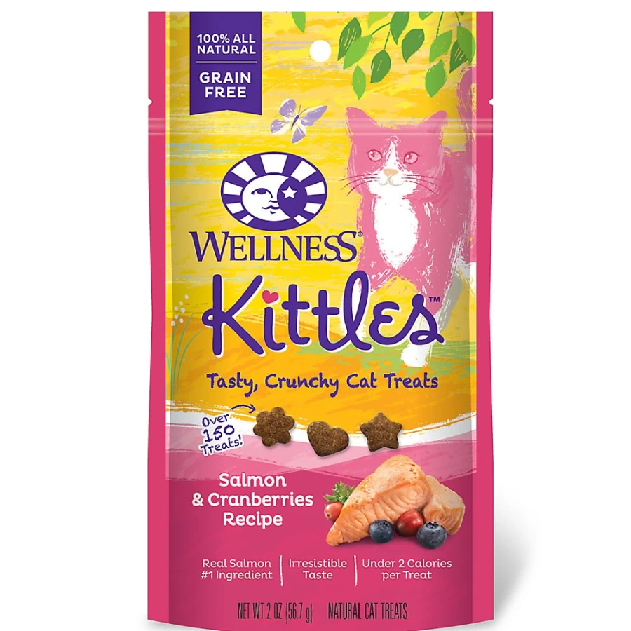 PetSmart Wellness Kittles Grain-Free Salmon Cat Treats - Natural Dental Snacks for Cats