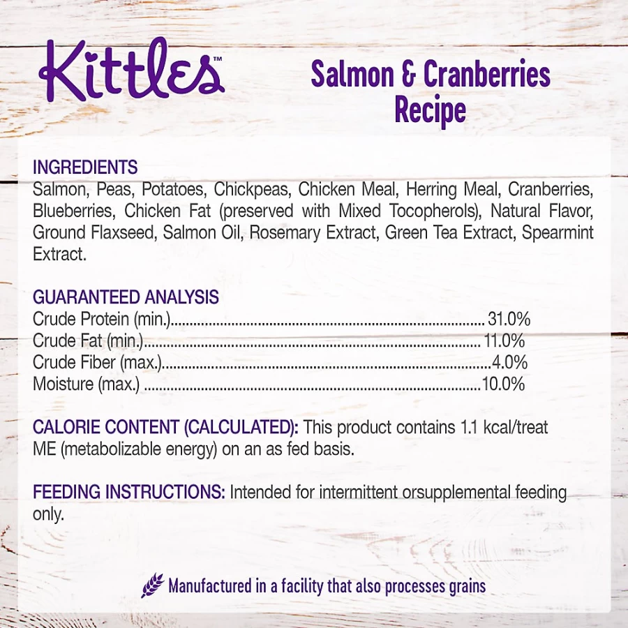 PetSmart Wellness Kittles Grain-Free Salmon Cat Treats - Natural Dental Snacks for Cats