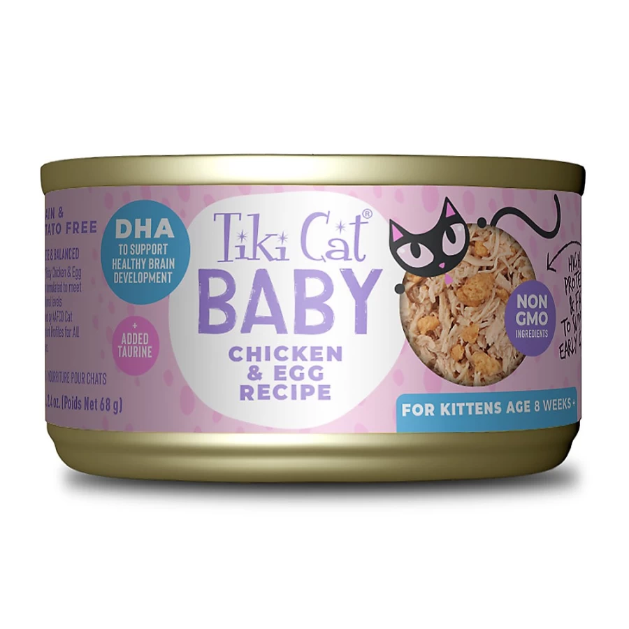 PetSmart Tiki Cat Baby Kitten Wet Food - Natural Grain-Free Recipe, 2.4oz Cans for Kittens