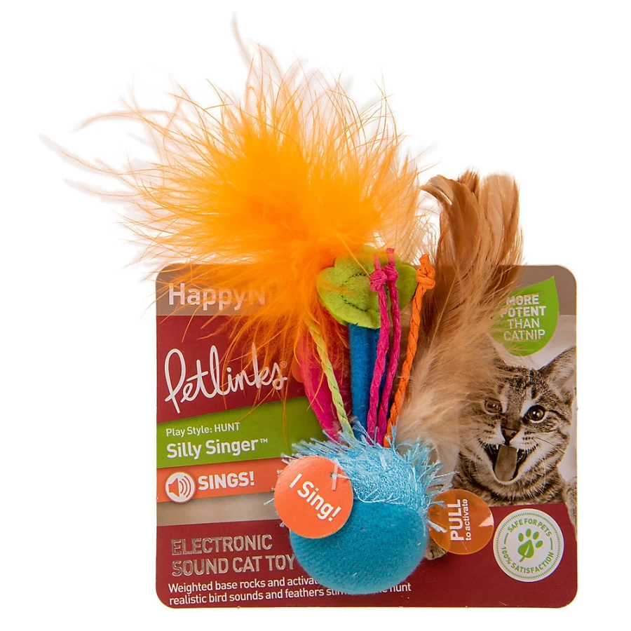 PetSmart Electronic Cat Toy with Realistic Bird Sounds - Petlinks HappyNip & Silly Singer Interactive Play for Cats