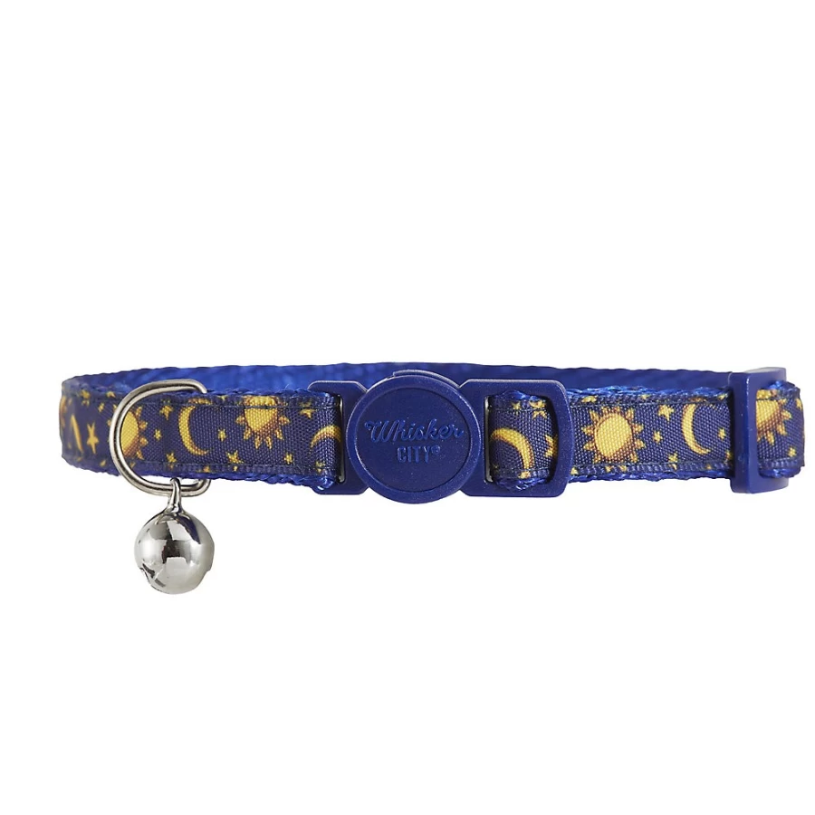 PetSmart Whisker City Moons & Stars Breakaway Kitten Collar - Safe Adjustable Cat Collar with Reflective Stripes