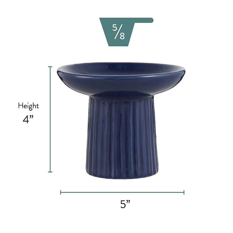 PetSmart Whisker City Boho Navy Cat Saucer Bowl, 0.5 Cup Capacity, Raised Elevated Design for Cats