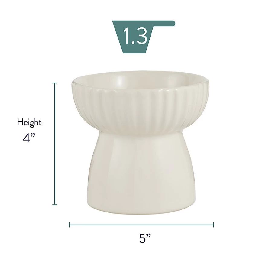 PetSmart Whisker City Boho Ivy Raised Cat Food Bowl, 1.25 Cup Capacity, Elevated Ceramic Dish for Cats, Stylish and Functional Pet Feeder