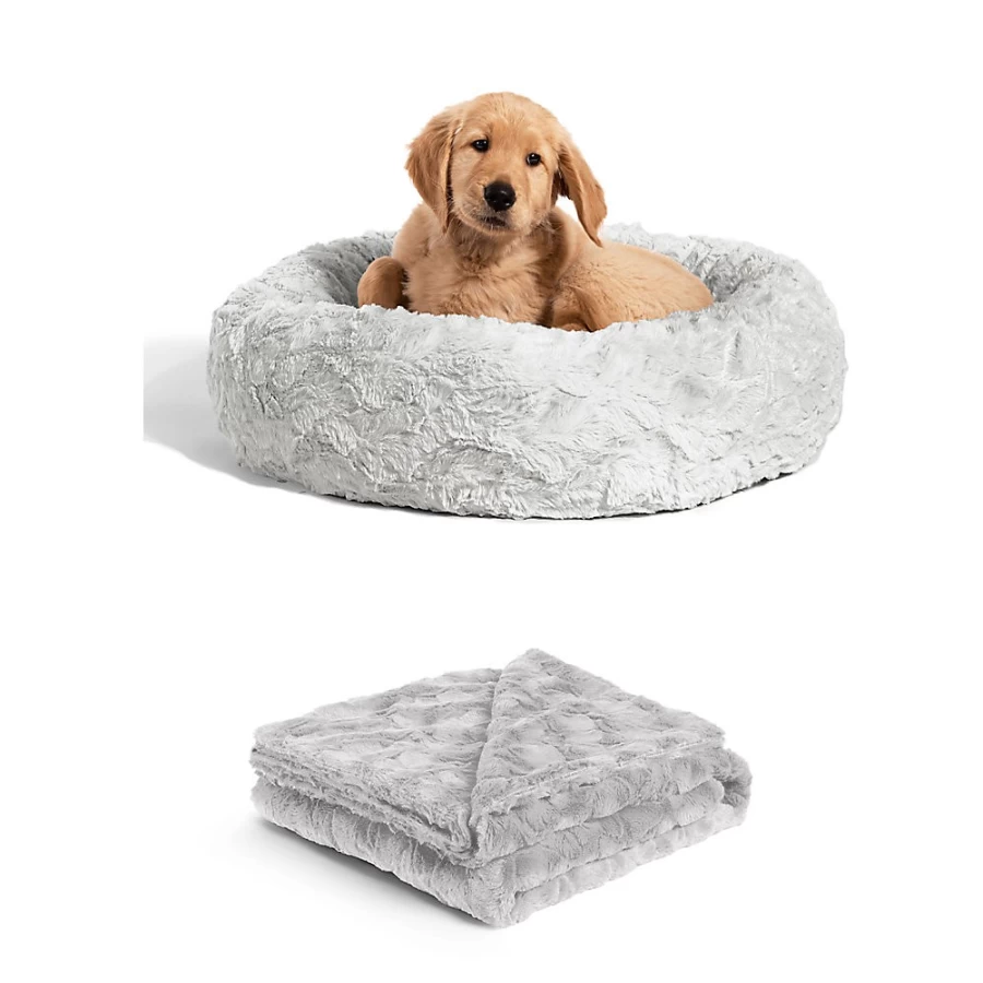 PetSmart Sheri Donut Lux 2-Piece Cat & Dog Throw Blanket Set - Best Friends Cozy Bed Blanket for Pets