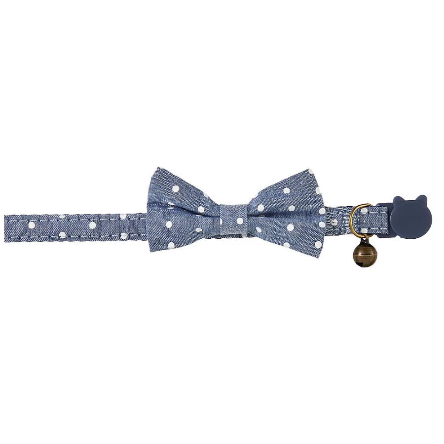 PetSmart Whisker City Blue Dots Bow Tie Cat Collar - Easy Release Kitten Collar for Safety & Style