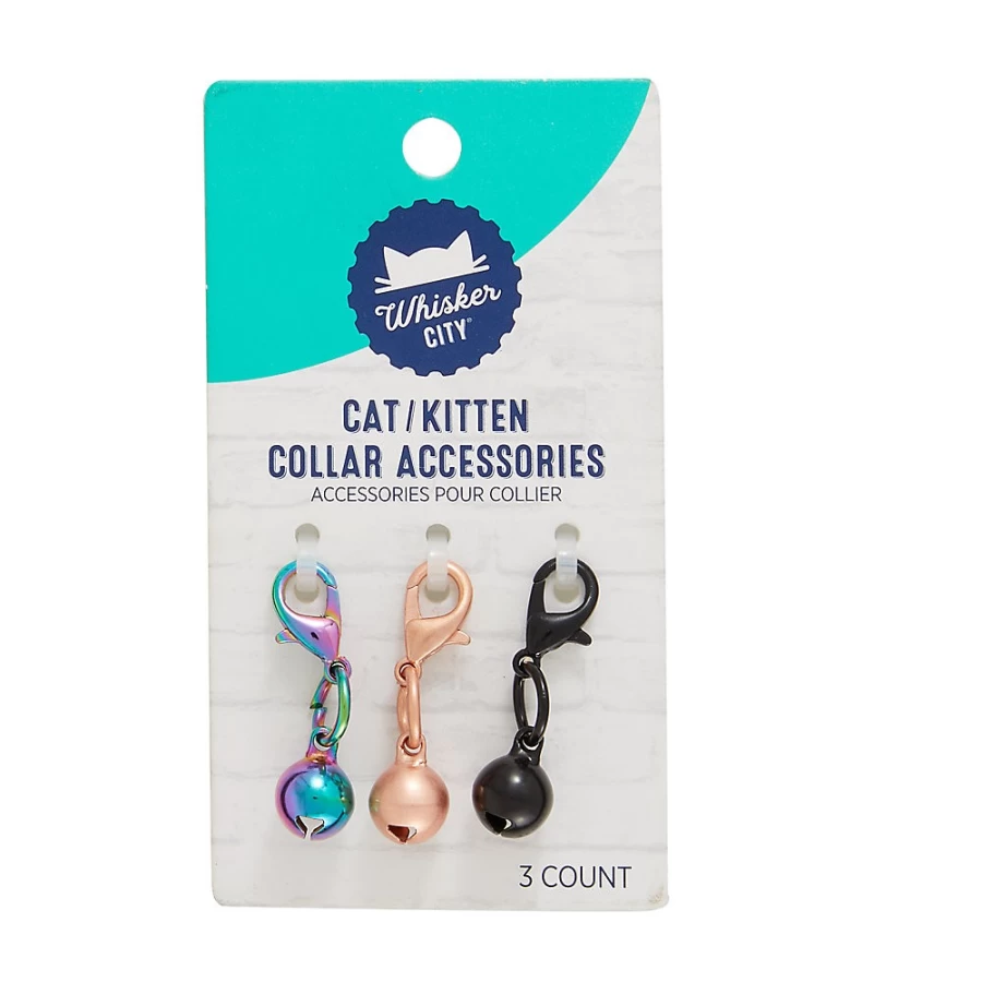 PetSmart Whisker City Colorful Cat Bells Collar Set - 3 Pack Assorted Colors for Playful Cats