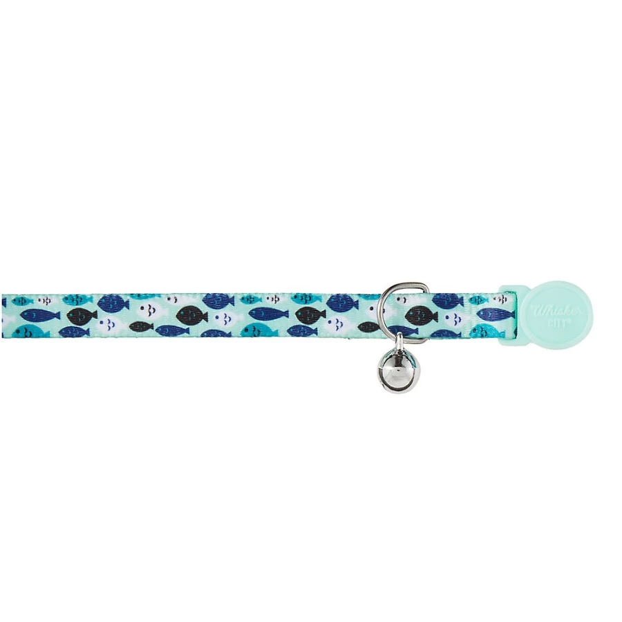 PetSmart Whisker City Easy-Release Kitten Collar - Light Blue Fish Design for Safe Comfort