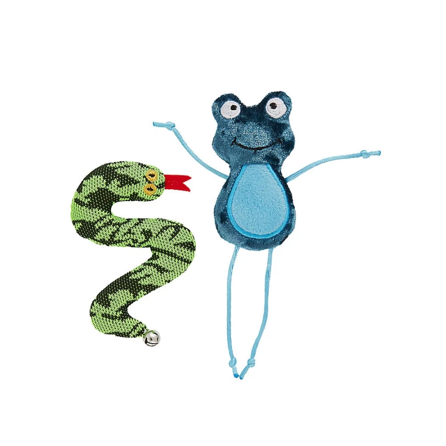 PetSmart Whisker City Plush Cat Toys - Frog & Snake 2-Pack for Play & Cuddling