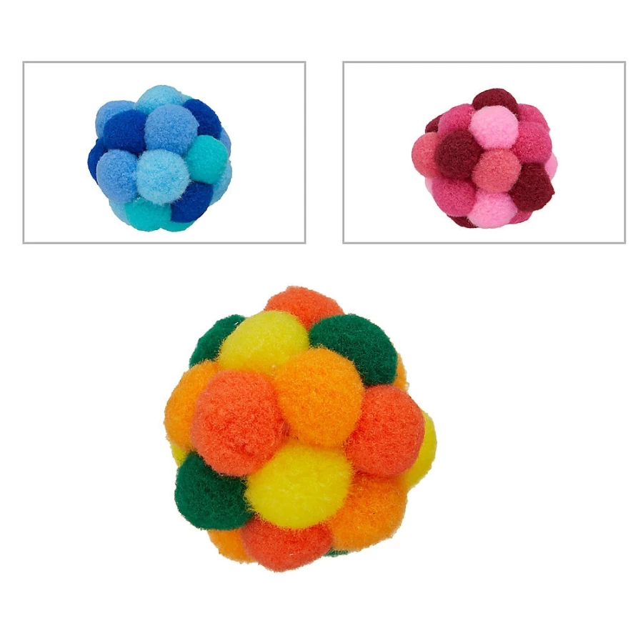 PetSmart Whisker City Colorful Pom Pom Ball Cat Toy - Assorted Colors for Playful Cats