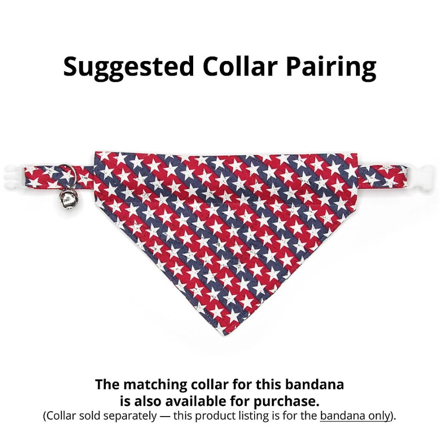 PetSmart Patriotic Americana Slide-On Cat Bandana by Cleo - Red, White & Blue Pet Accessory