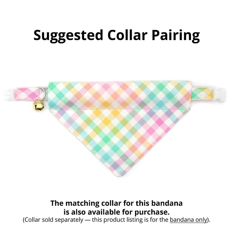 PetSmart Plaid Slide-On Cat Bandana - Made By Cleo Dawn, Adjustable Pet Accessory