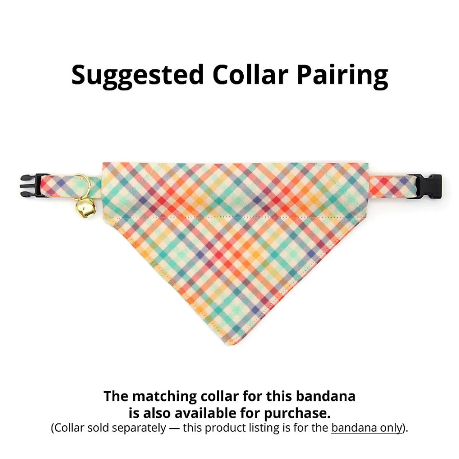 PetSmart Golden Hour Rainbow Plaid Slide-On Cat Bandana by Made By Cleo