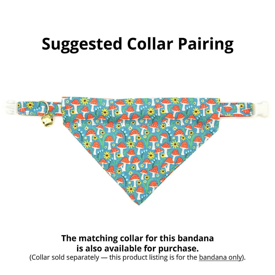 PetSmart Cleo Magic Mushrooms & Toadstool Slide-On Cat Bandana for Pets