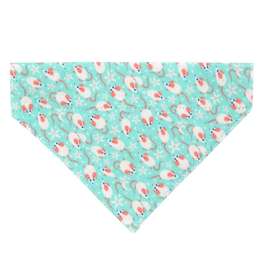 PetSmart Mint Slide-On Cat Bandana - Made By Cleo Mouse Mayhem, Adjustable Cat Collar Scarf