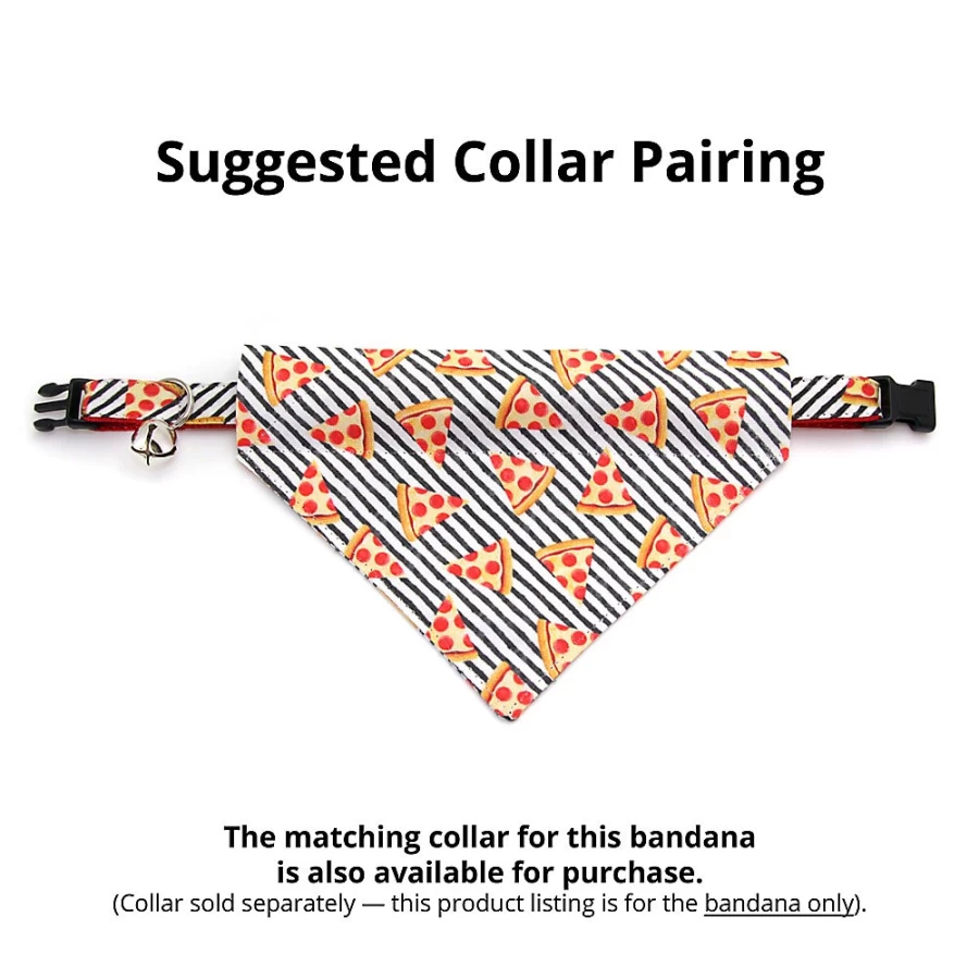 PetSmart Striped Cat Bandana - Pizza Party Design Slide-On Pet Accessory by Made By Cleo