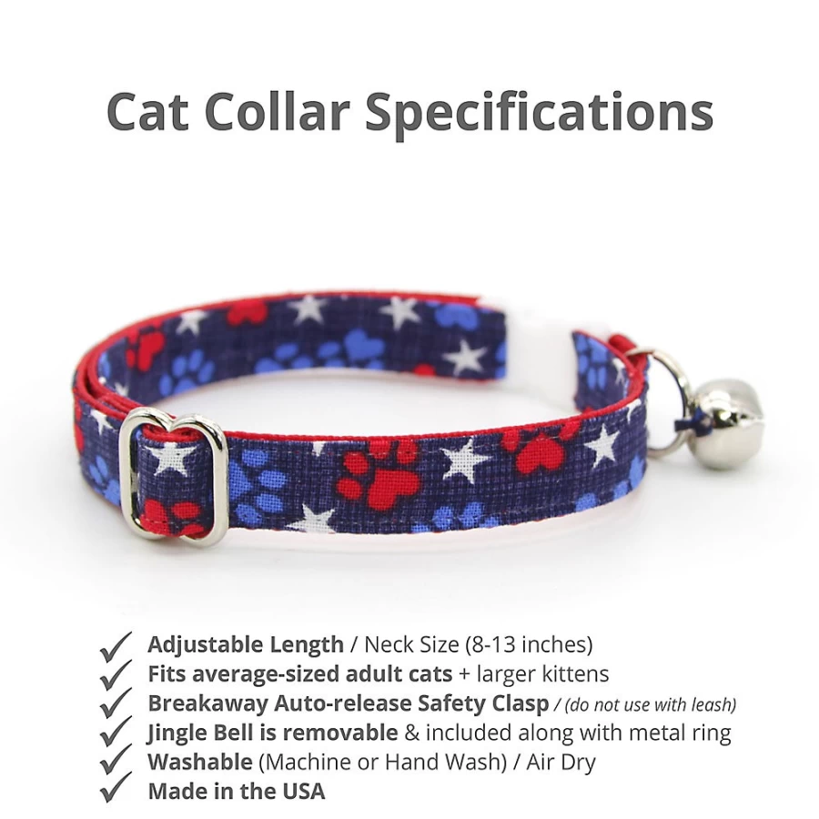 "PetSmart Patriotic Paws 4th of July Breakaway Cat Collar - Made by Cleo for Safe Festive Fun"