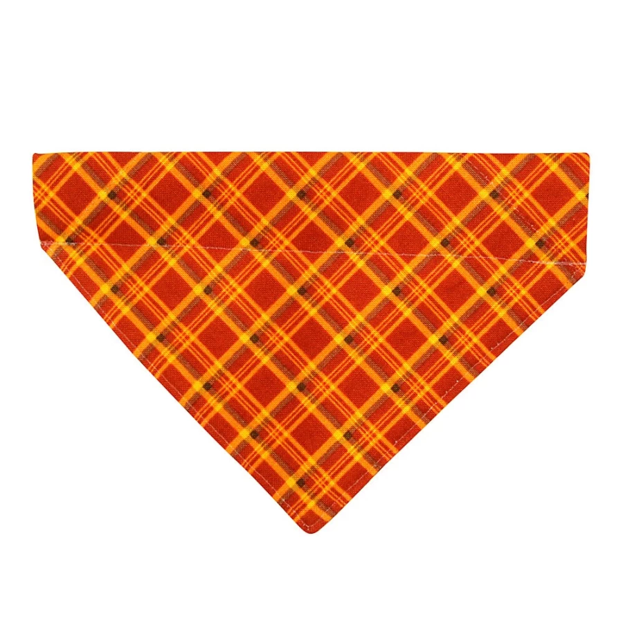 PetSmart Autumn Plaid Slide-On Cat Bandana - Spiced Cider Design by Made By Cleo