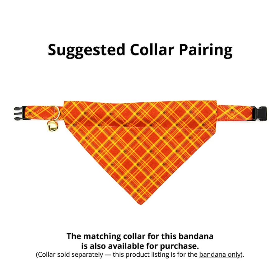 PetSmart Autumn Plaid Slide-On Cat Bandana - Spiced Cider Design by Made By Cleo