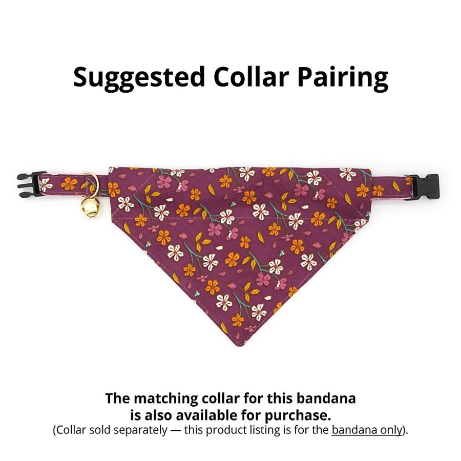 PetSmart Spiced Plum Floral Cat Bandana - Made By Cleo Slide-On Pet Accessory