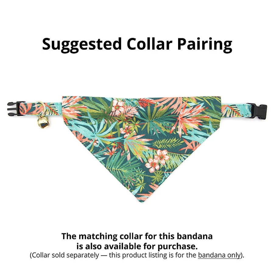 PetSmart Tropical Palm Leaves Slide-On Cat Bandana - Made By Cleo