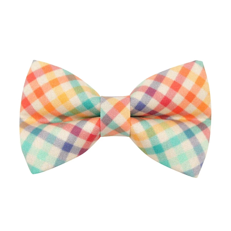 PetSmart Golden Hour Rainbow Plaid Cat Bow Tie by Cleo - Stylish Feline Accessory