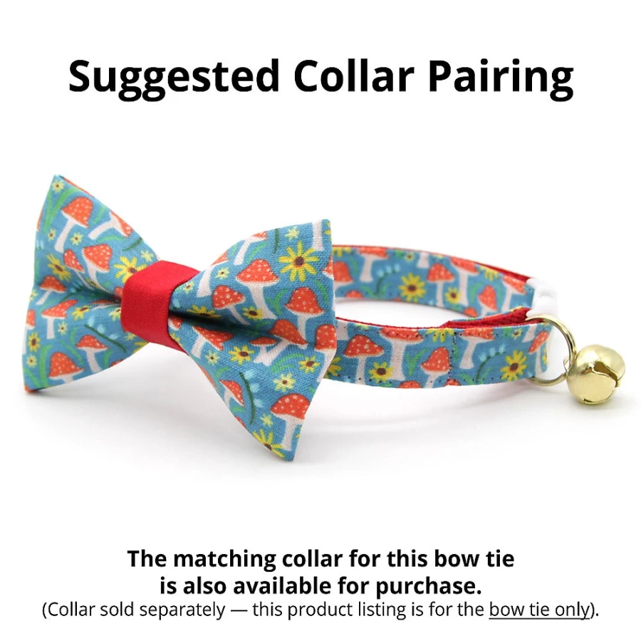 PetSmart Cleo Magic Mushrooms Cat Bow Tie - Toadstool Design Pet Accessory for Cats