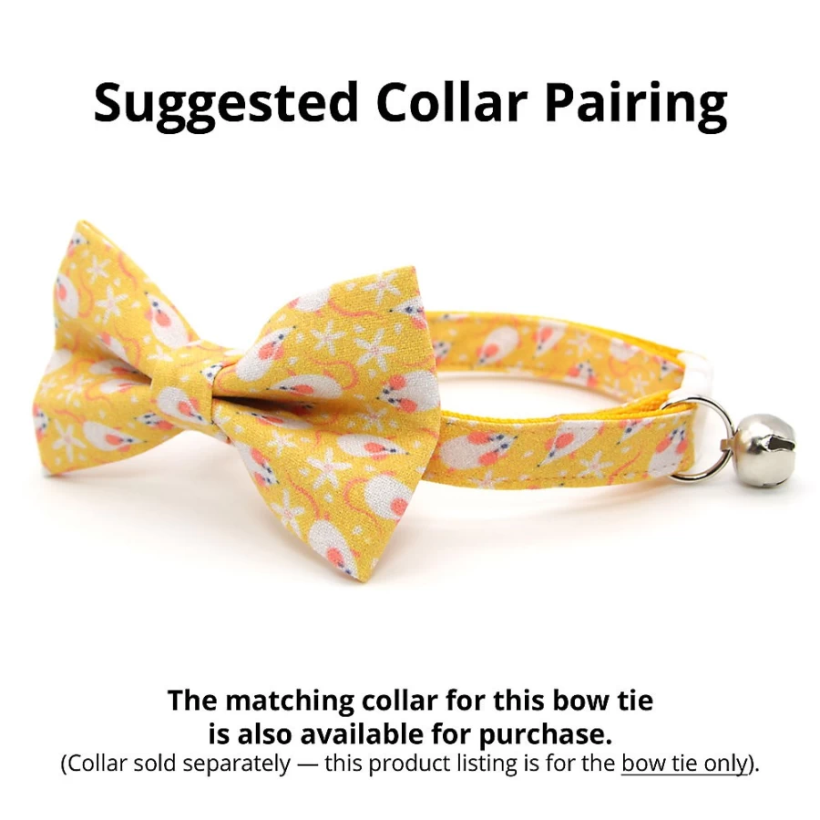PetSmart Goldenrod Cat Bow Tie - Made By Cleo Mouse Mayhem for Stylish Pets