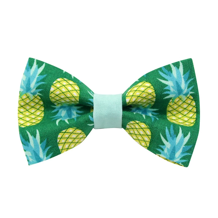 PetSmart Tropical Pineapple Aqua Cat Bow Tie - Made By Cleo, Fun Pet Accessory for Cats