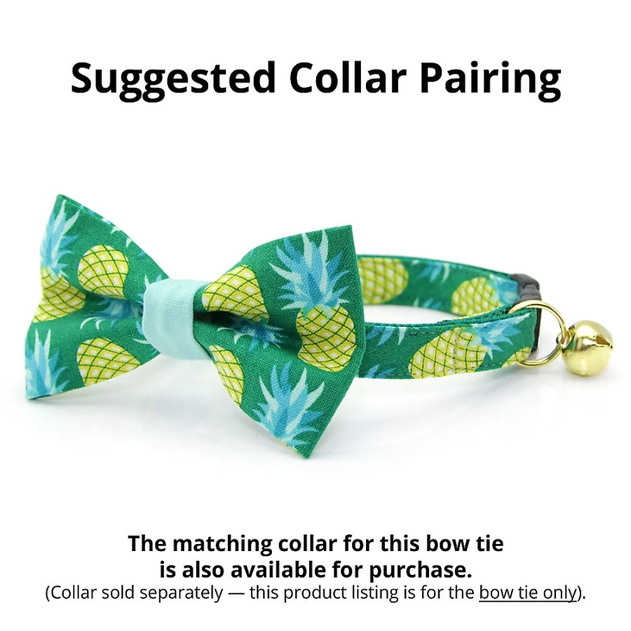 PetSmart Tropical Pineapple Aqua Cat Bow Tie - Made By Cleo, Fun Pet Accessory for Cats