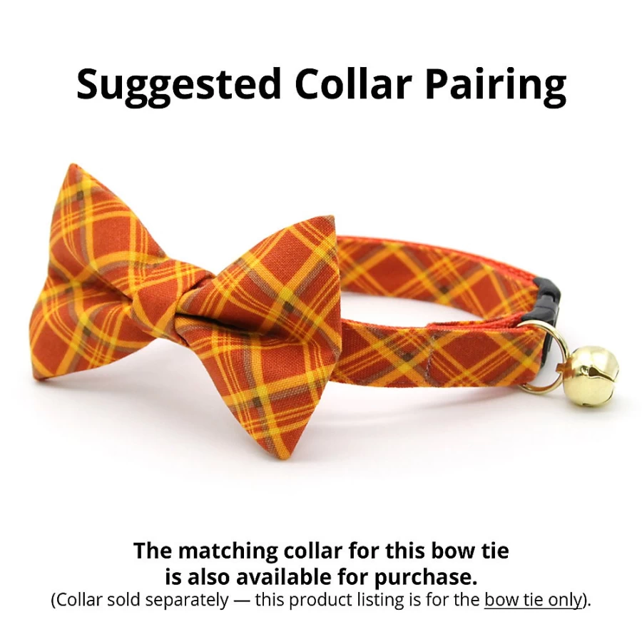 PetSmart Autumn Plaid Cat Bow Tie - Spiced Cider Style by Made By Cleo