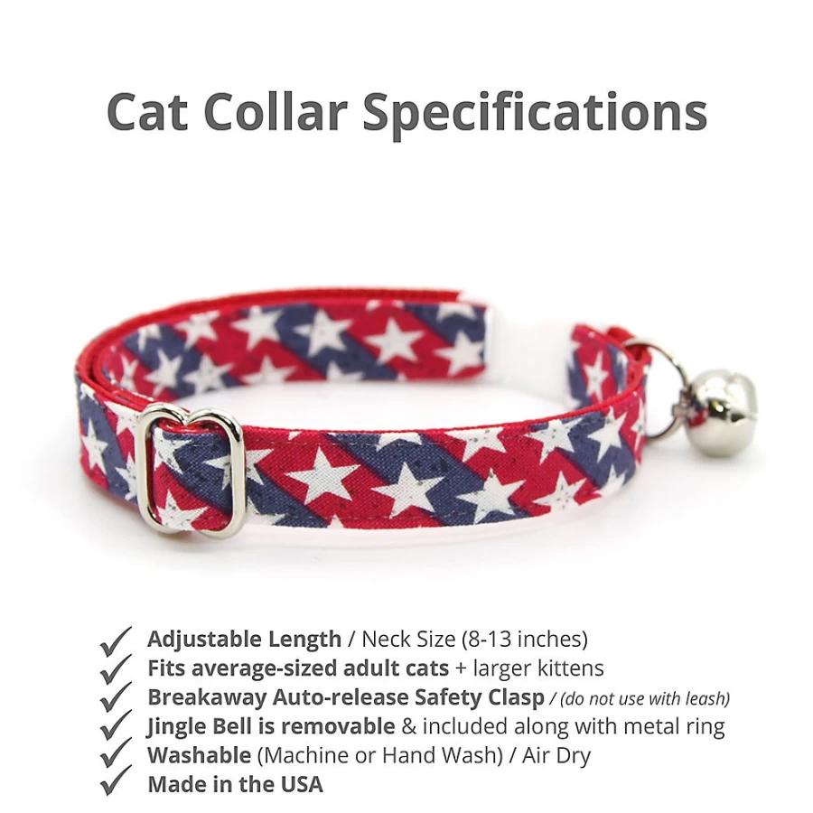 PetSmart Patriotic Americana Breakaway Cat Collar by Made By Cleo - Red, White & Blue Safety Collar