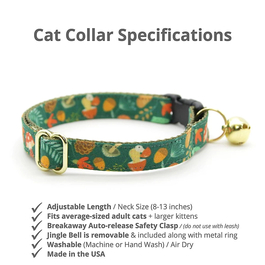 PetSmart Forest Fantasy Breakaway Cat Collar - Woodland Botanical Design by Cleo